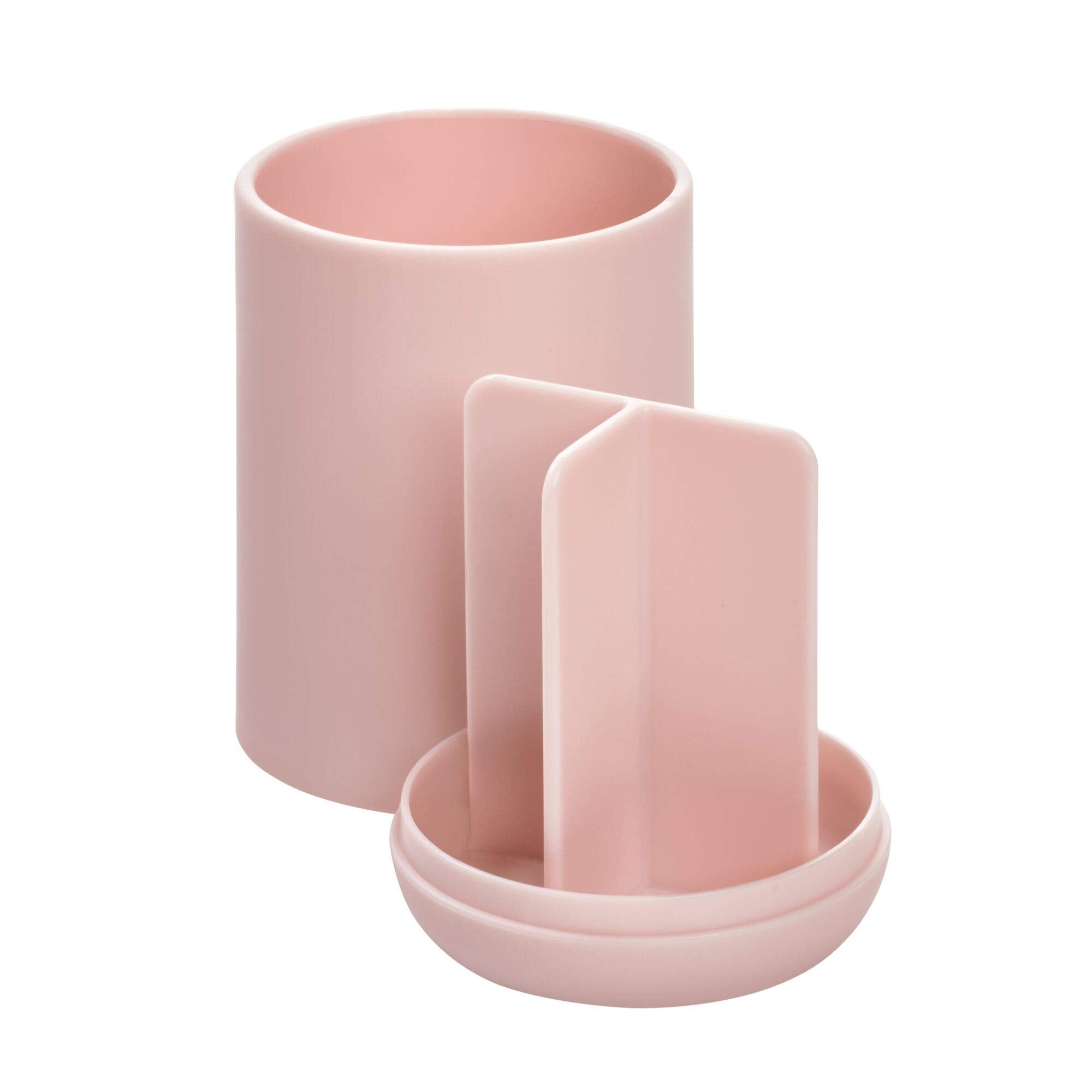Idesign Holder For Normal Toothbrushes, Spin Brushes, And Toothpaste The Cade Collection, 3'' X 3'' X 4. 5'', Matte Blush